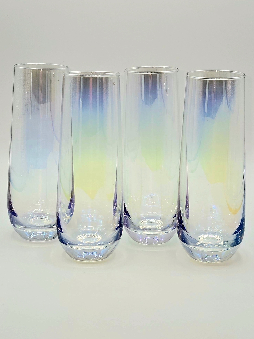 Iridescent Ombre Stemless Champagne Flutes - Set of 4